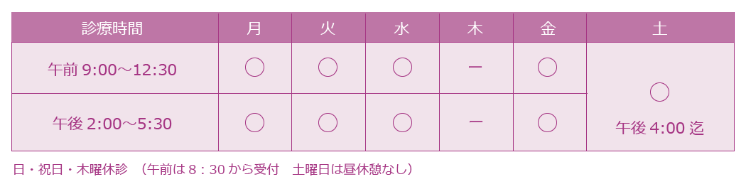 ざいつ内科クリニック-診療時間割